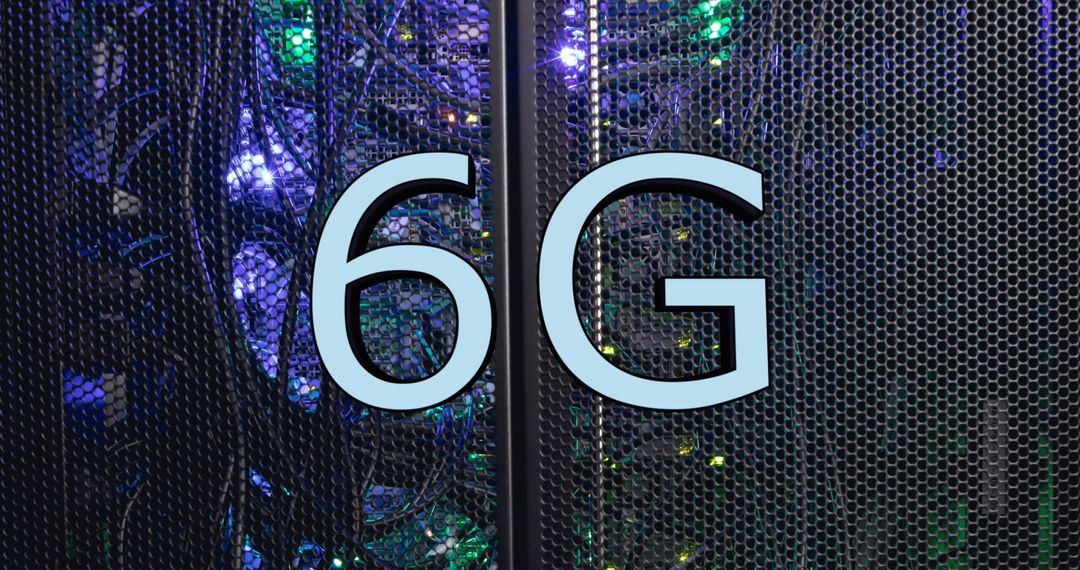 6G Technology Concept on Computer Server Background