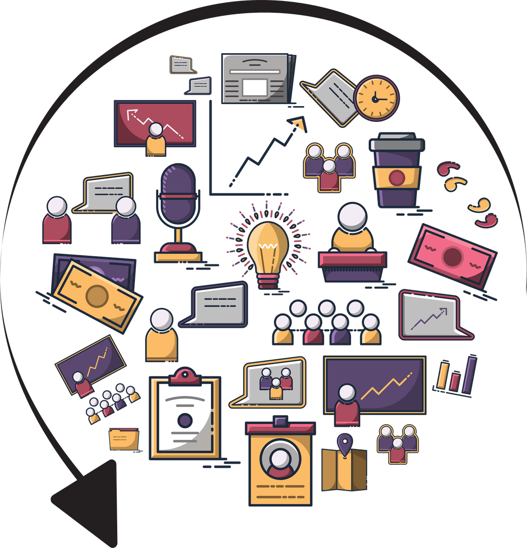 Business productivity seamless transparent digital illustration vector