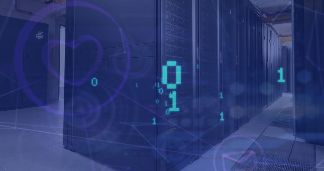 Futuristic Data Holograms in High-Tech Server Room