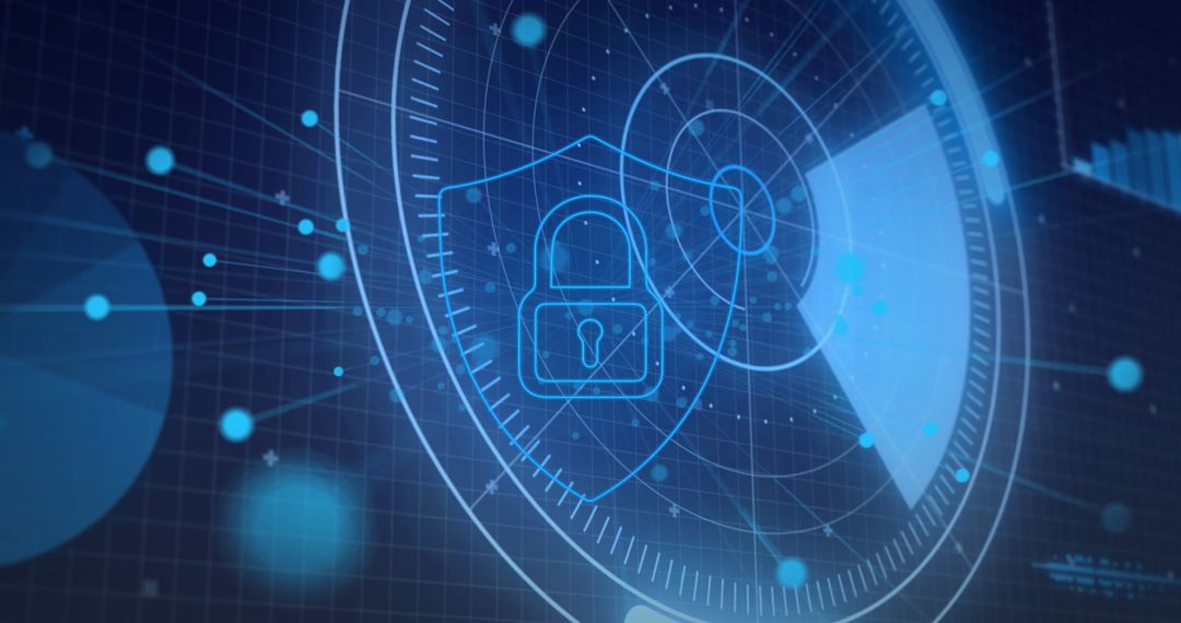 Digital Interface with Security Icon and Data Analysis Elements