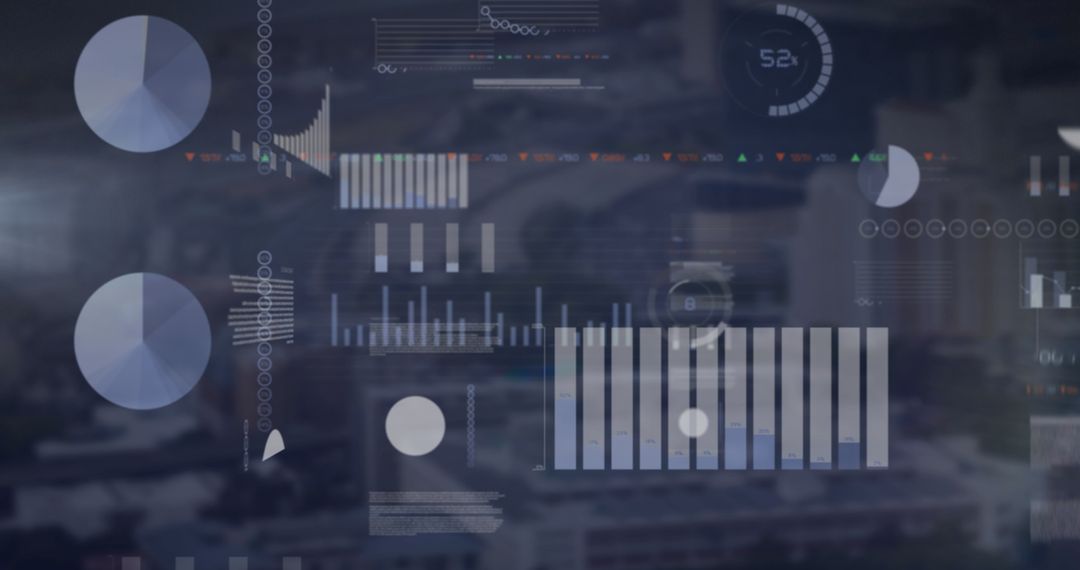 Futuristic Data Visualization Overlaying Urban Cityscape
