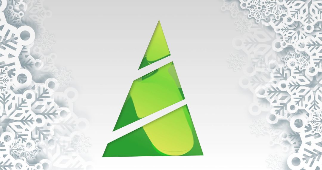 Modern Digital Christmas Tree with Snowflake Border Design