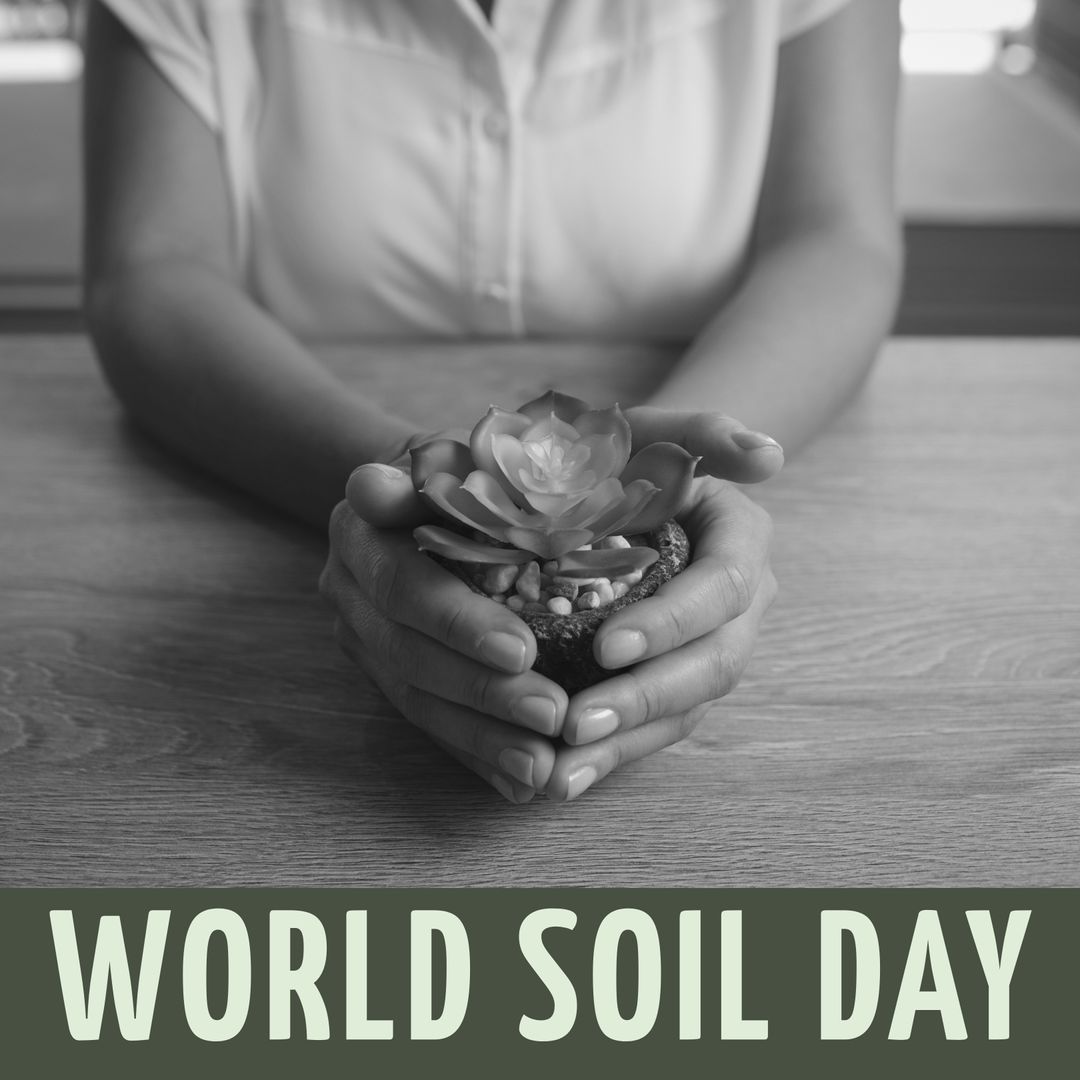 Caucasian Woman Holding Plant Celebrating World Soil Day