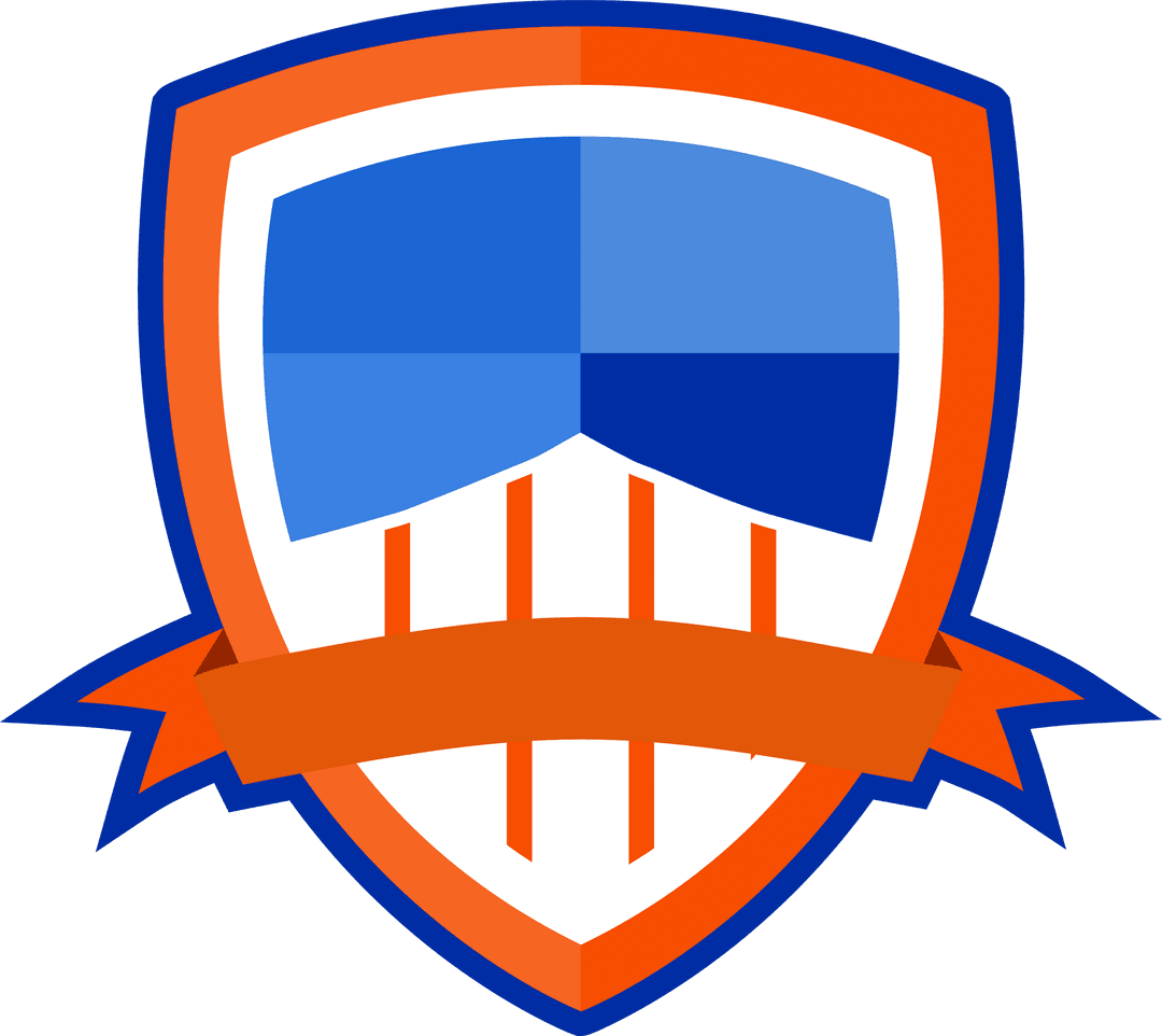 Blue and Orange Shield Design on Transparent Background