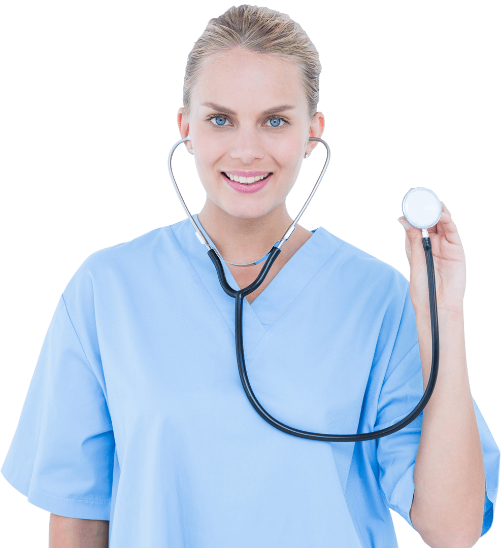 Transparent Medical Professional Smiling with Stethoscope