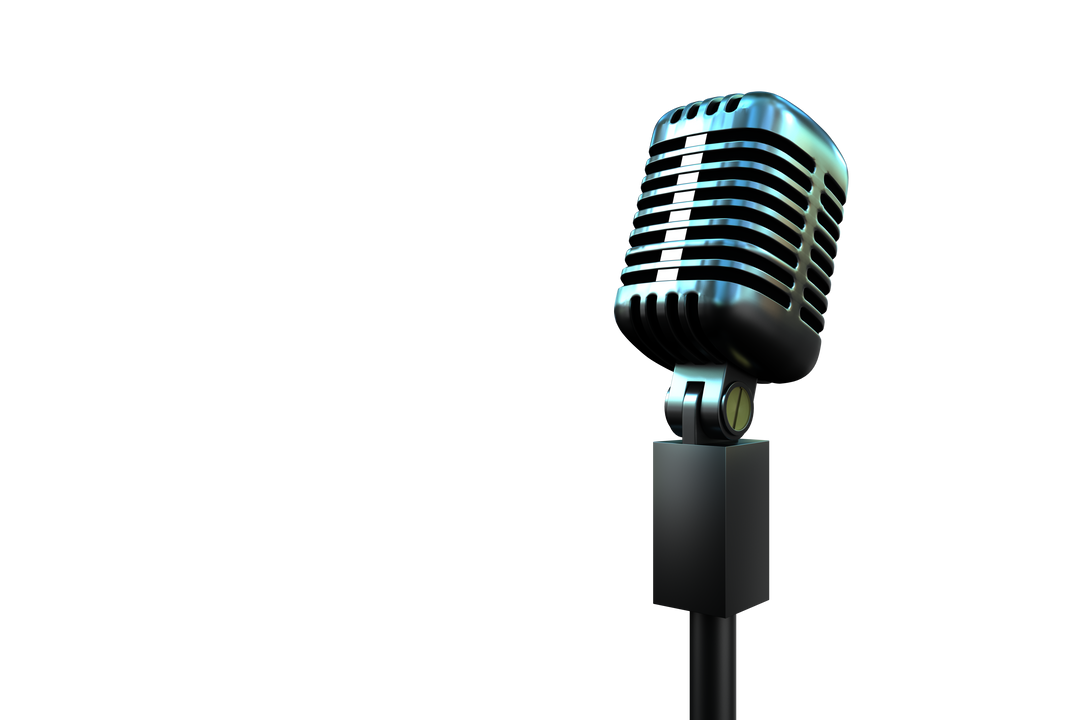 Shining Retro Microphone on Transparent Background Isolated PNG - Download Free Stock Images Pikwizard.com