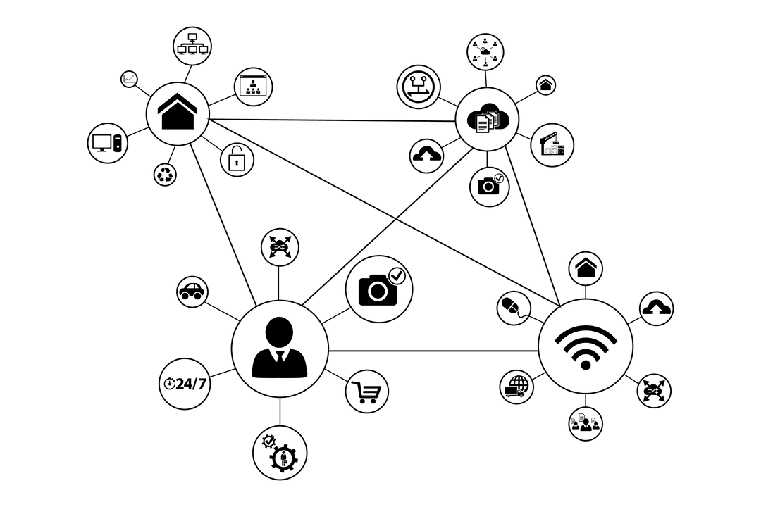 Transparent Network Icons for Technology on Clear Background