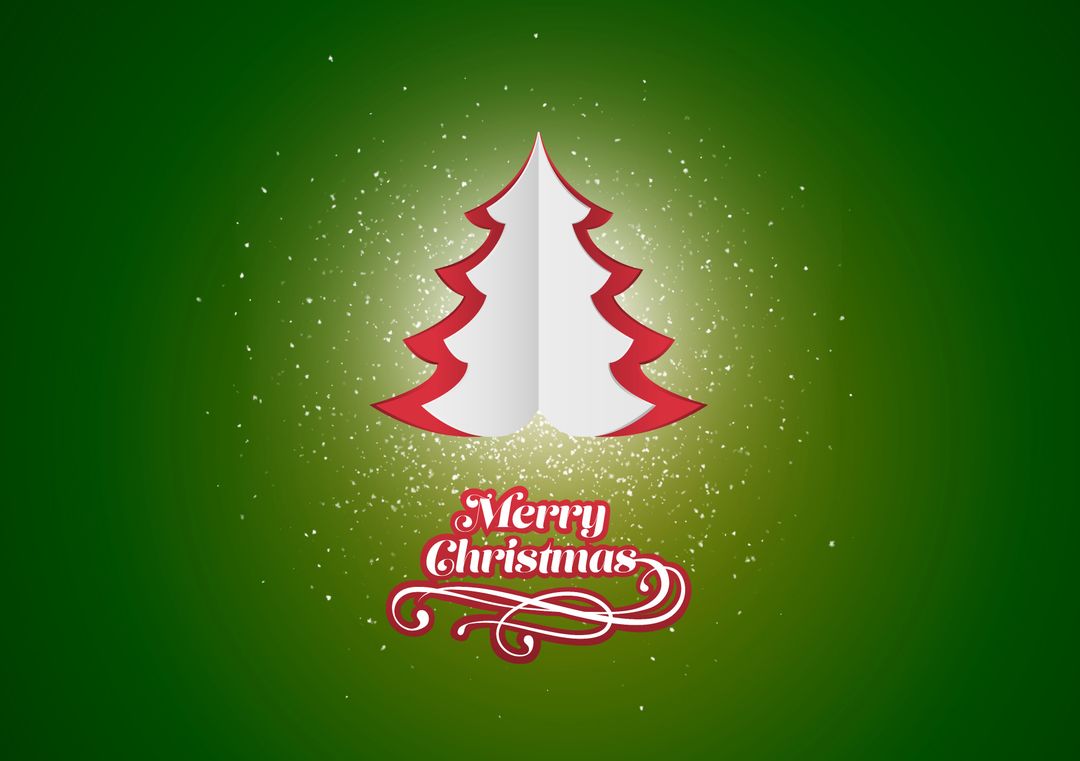 Festive Christmas Card Design with Tree and Snow Effect