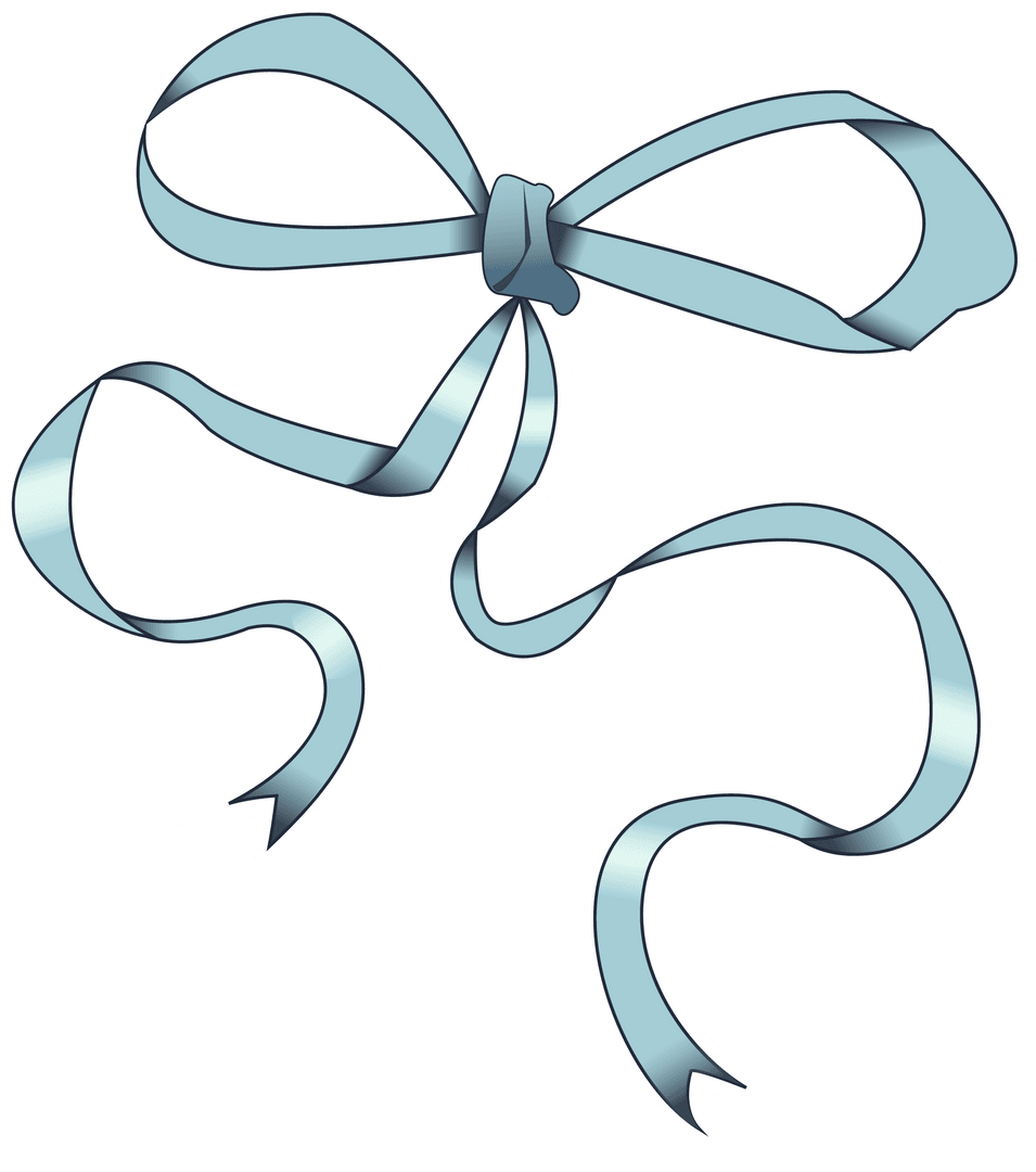 Elegant Light Blue Satin Ribbon Bow on Transparent Background