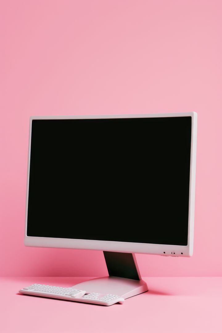 Minimalist Desktop Computer on Pink Background - Free Images, Stock Photos and Pictures on Pikwizard.com