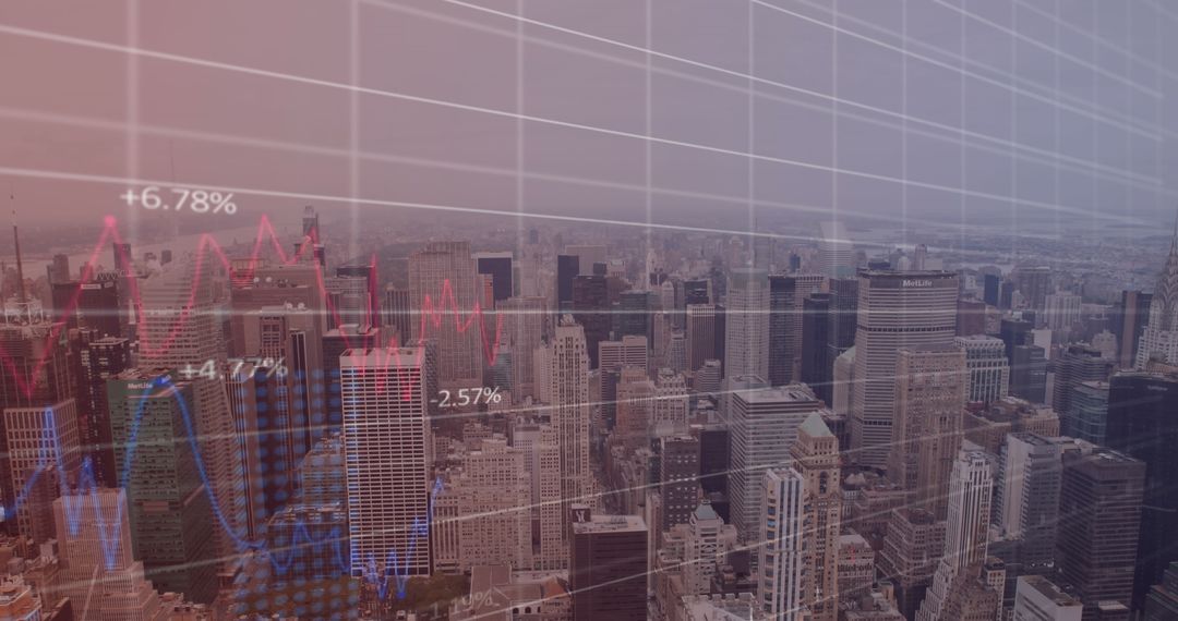 Data Visualization Overlay on New York City Skyline