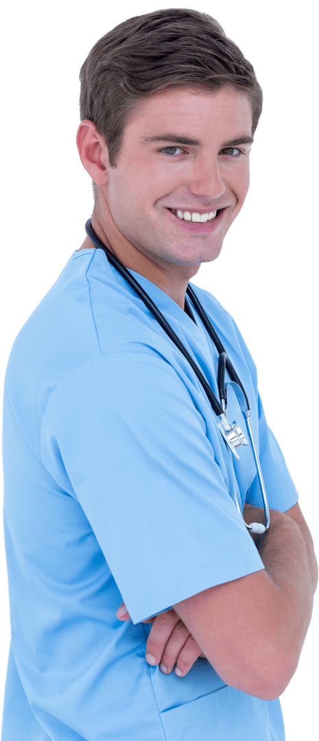 Transparent Image of Smiling Male Doctor with Arms Crossed