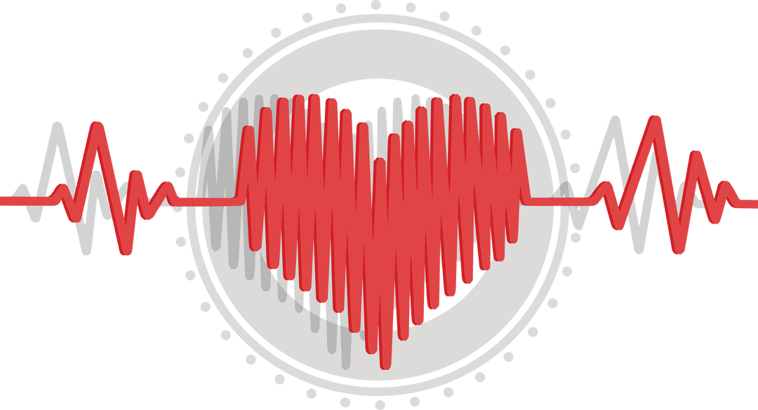 Heart Symbol Illustration on Transparent Background with ECG Line