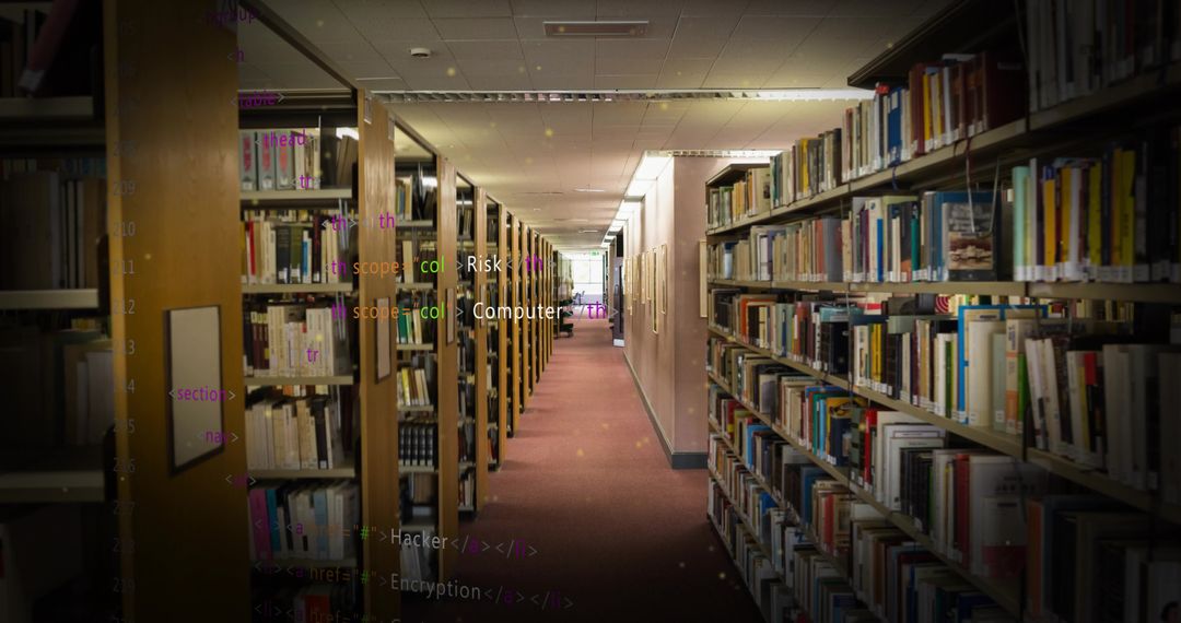 Extensive Library Aisle with Books on Knowledge and Education
