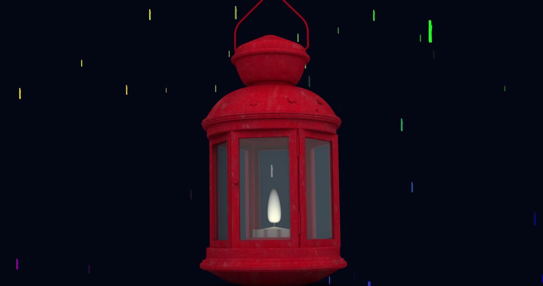 Red Lantern with Festive Colors on Black