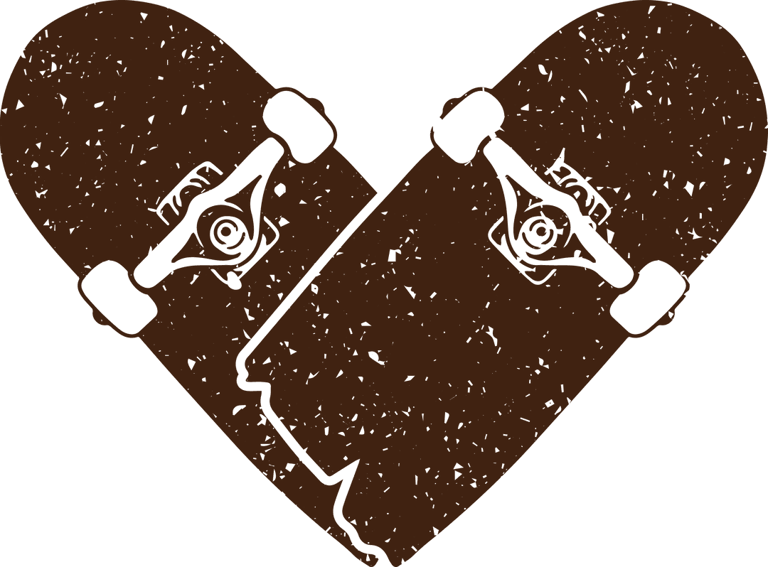Brown Heart Shaped Skateboard on Transparent Background