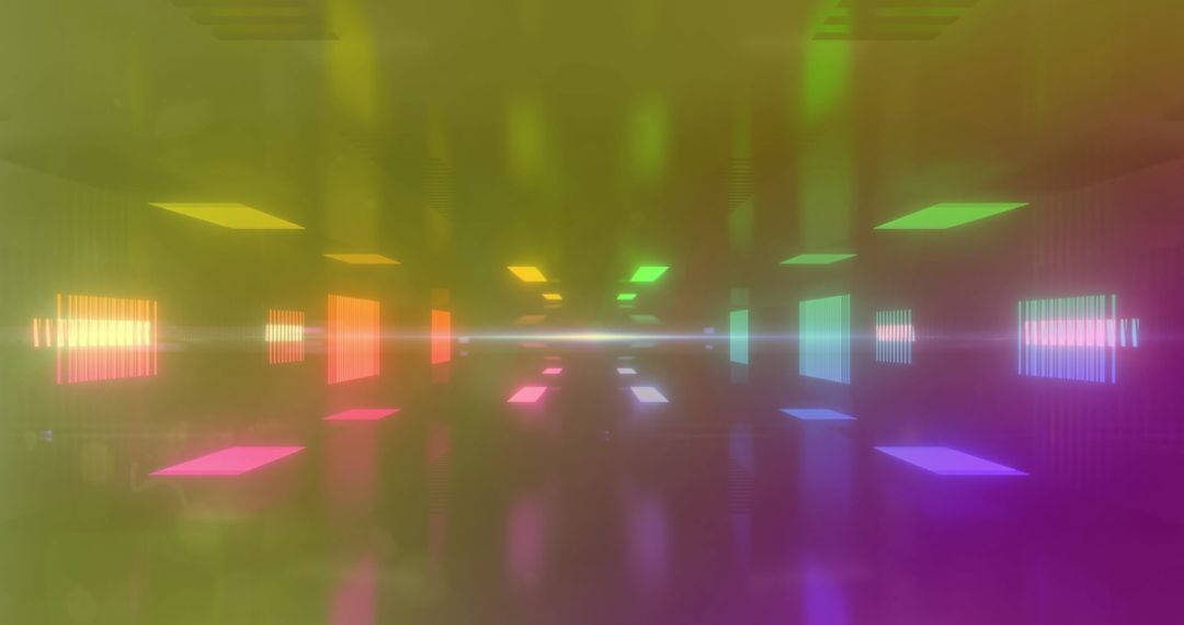 Vibrant Neon Geometric Pattern in Dark Space