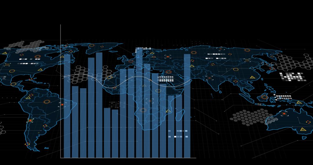 Futuristic Global Data Visualization with Bar Graphs