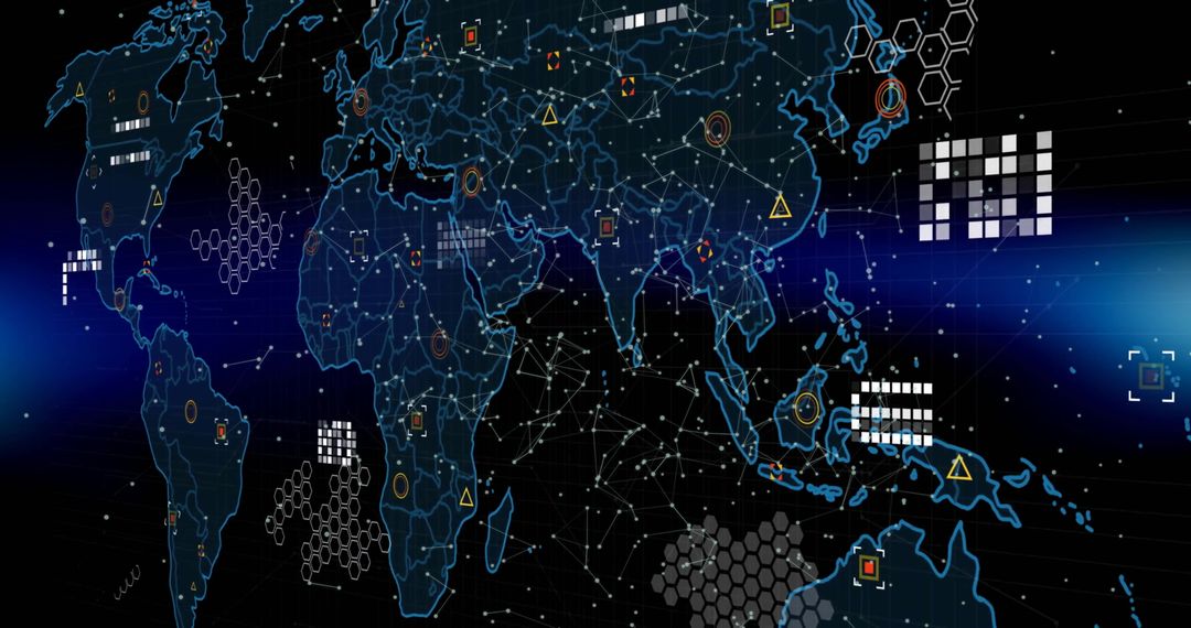 Global Digital Interface Over Futuristic World Map