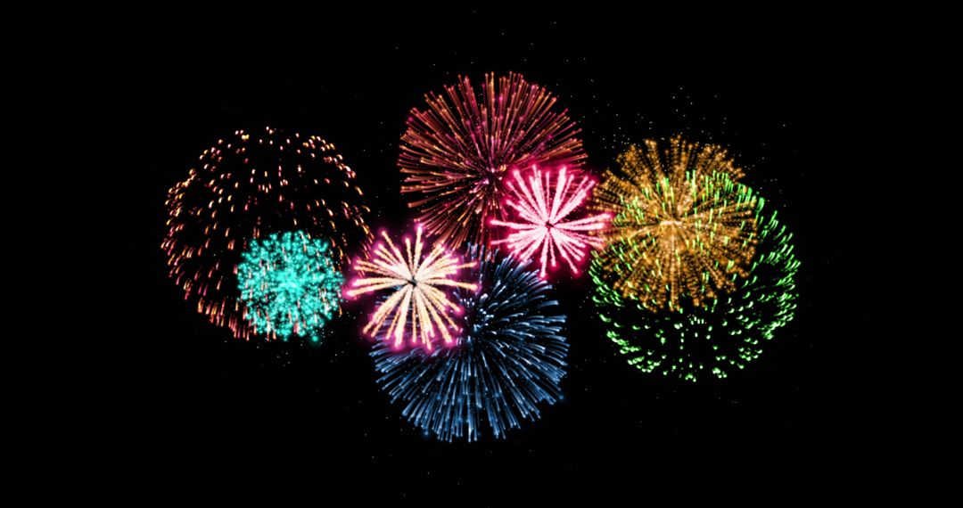 Colorful Fireworks Sparkling Night Sky Explosion