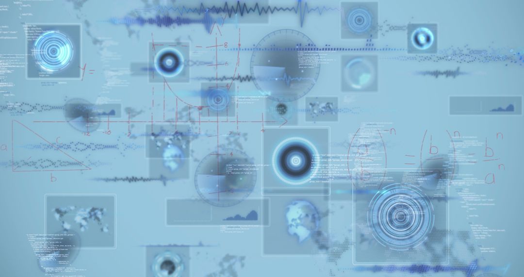 Futuristic Data Interface with Mathematical Calculations