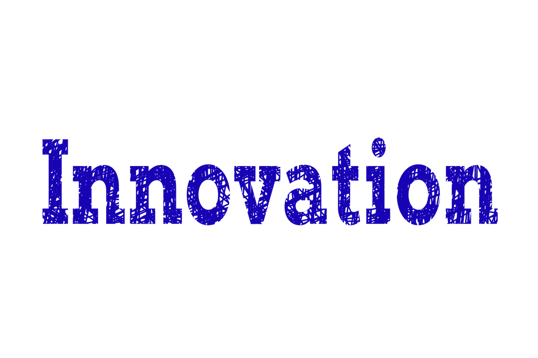 Transparent Innovation Text in Bold Blue Font