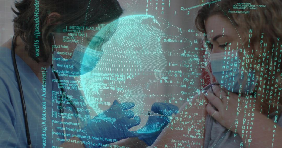 Doctor Using Stethoscope with Futuristic Technology Interface