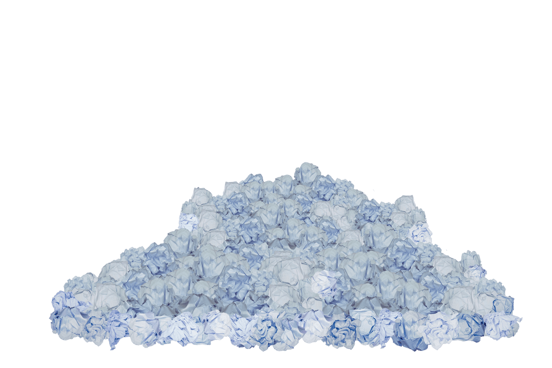 Stacked Crumpled Paper Balls on Transparent Background