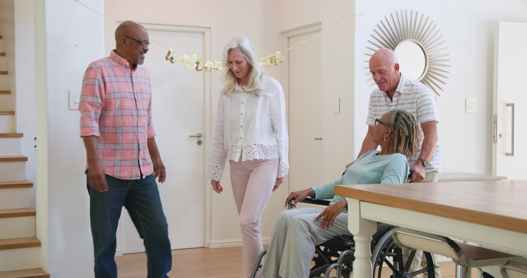 Senior Friends Engaging in Joyful Conversation at Home