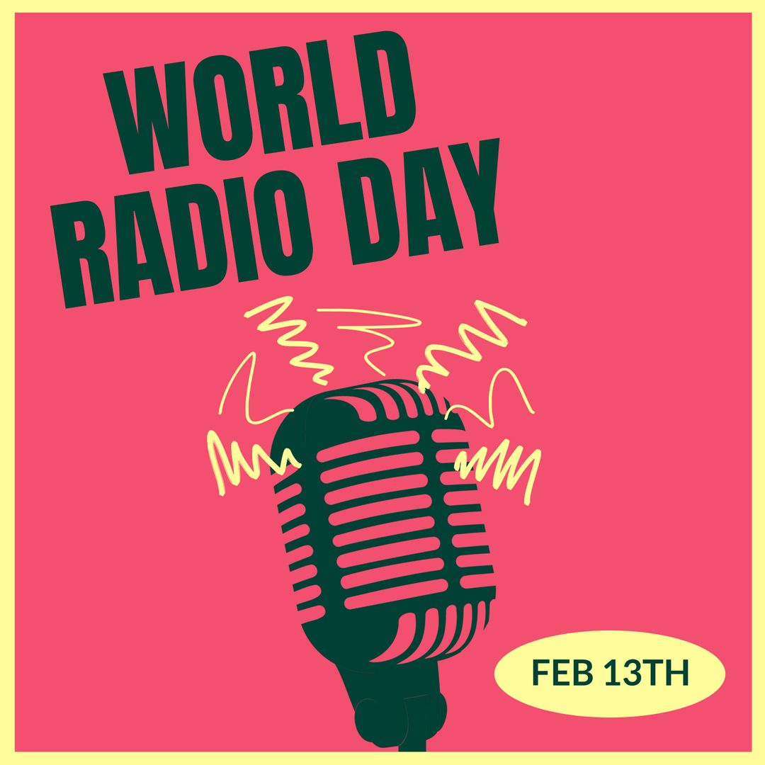 Retro Microphone Symbolizing World Radio Day Celebration, February 13th - Download Free Stock Templates Pikwizard.com