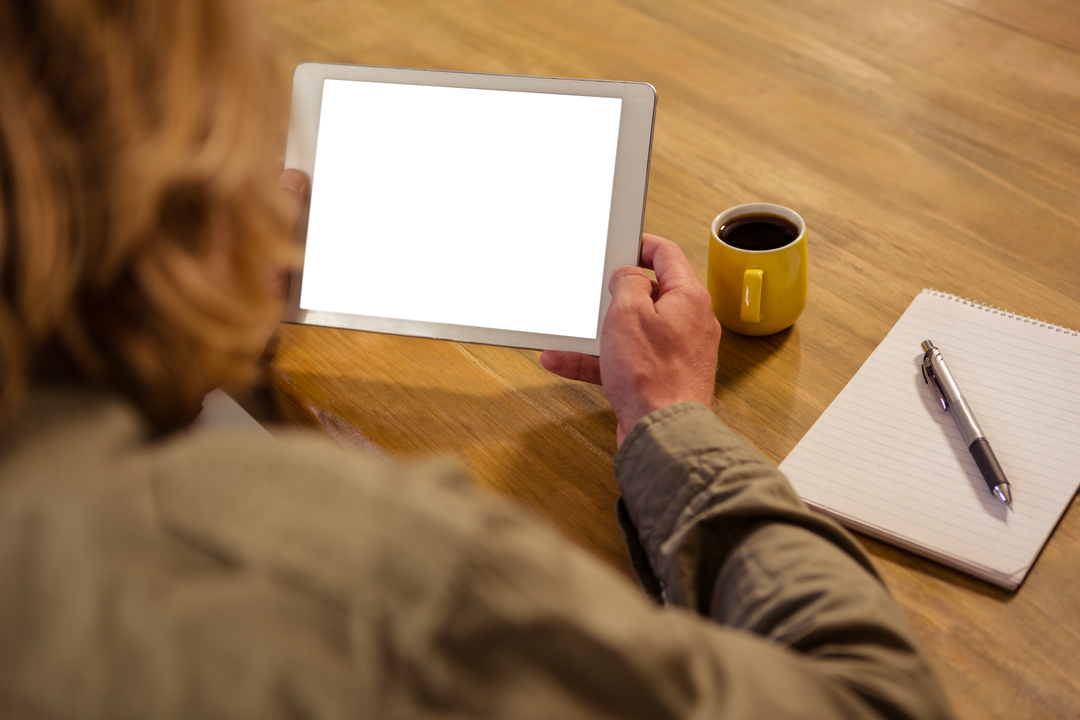 Transparent Image of Person Holding Digital Tablet at Cafe - Download Free Stock Images Pikwizard.com