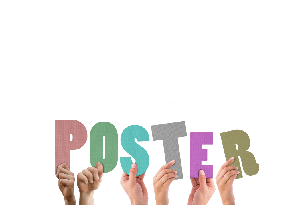 Transparent Background Hands Holding Poster Letters Cutout