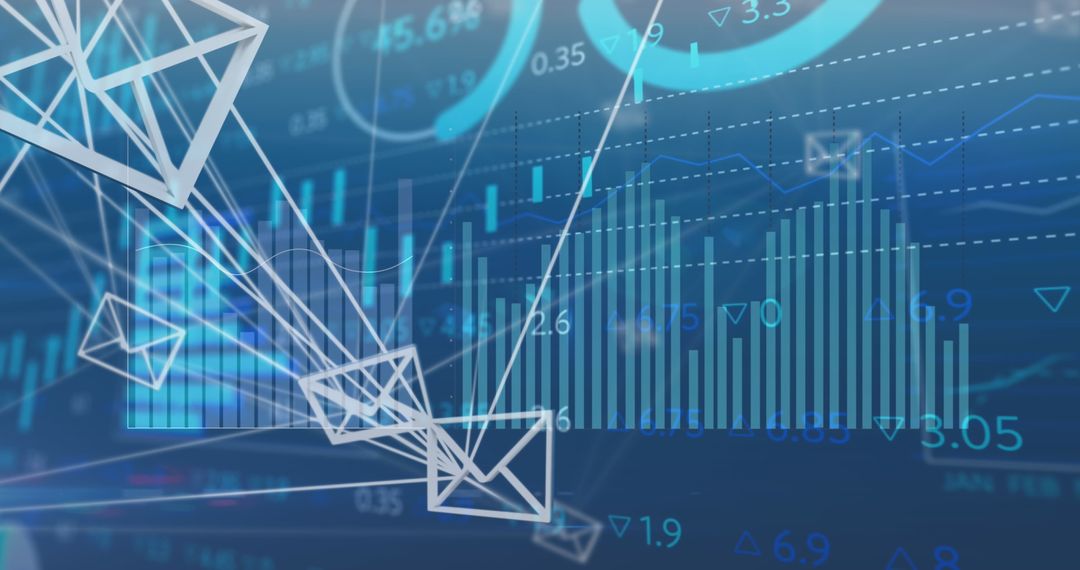 Digital Financial Network Overlay on Abstract Background