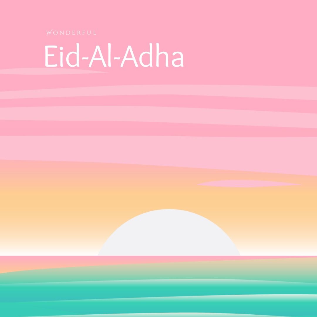 Wonderful eid-al-adha text on digitally generated sunset background - Download Free Stock Templates Pikwizard.com