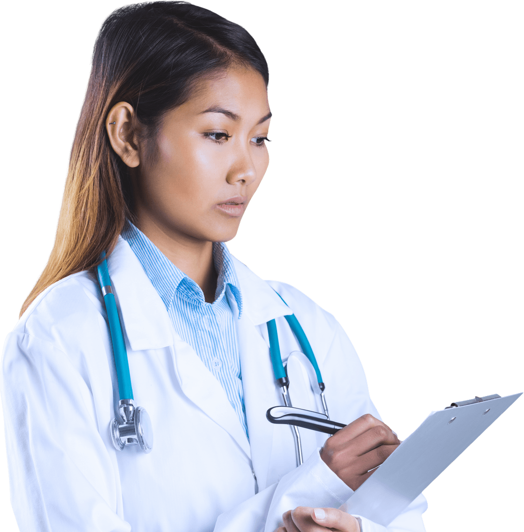 Transparent Background Doctor Writing Medical Notes