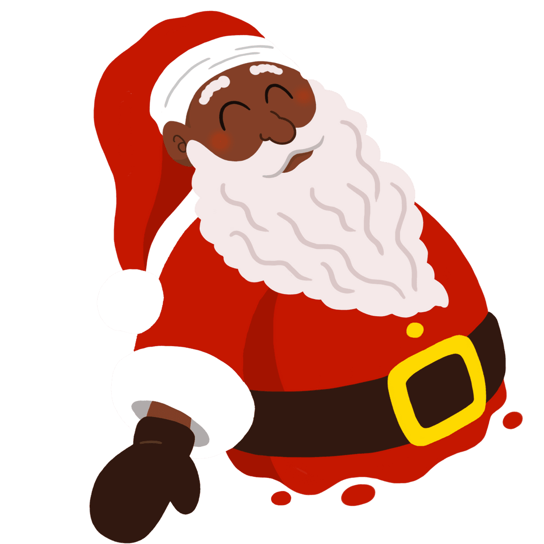 Whimsical Cartoon Santa Drifting with Transparent Background