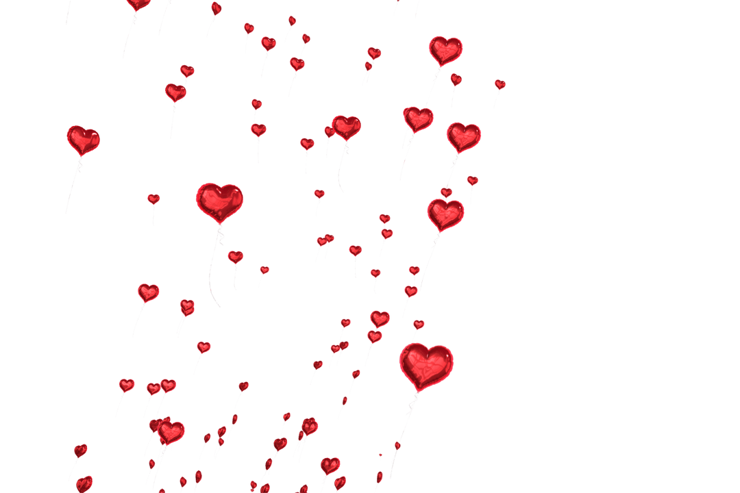 Joyful Red Heart Balloons on Transparent Background