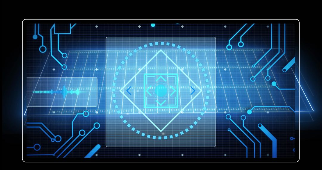 Futuristic Neon Data Interface with Digital Scanning Elements