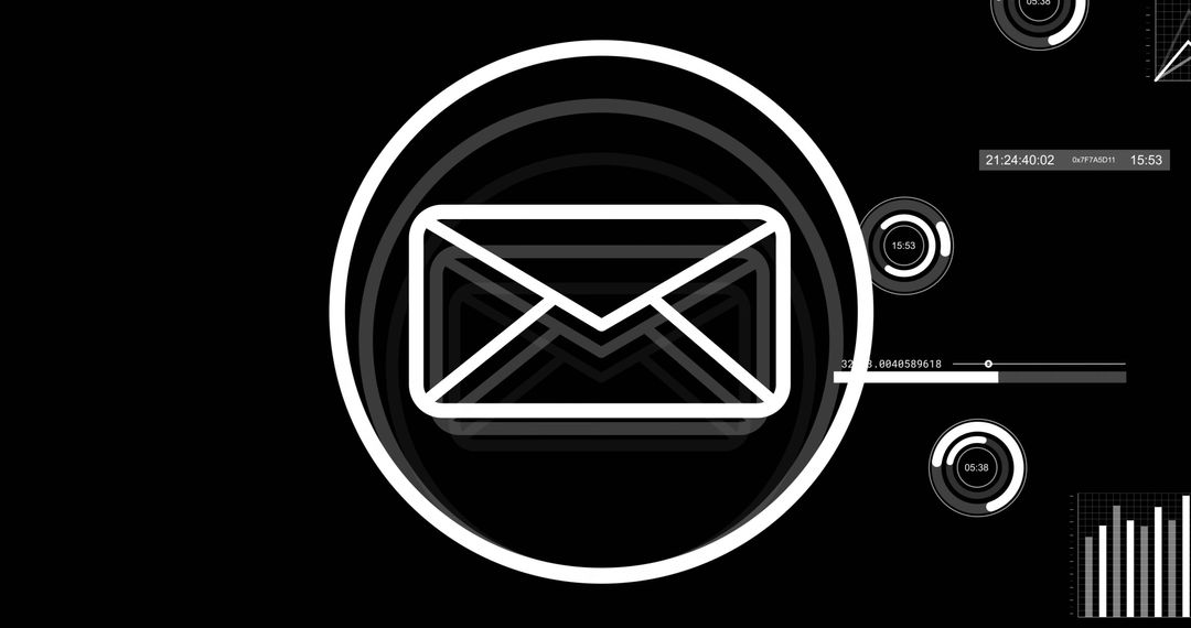 Digital Email Communication Icon with Abstract Data Elements