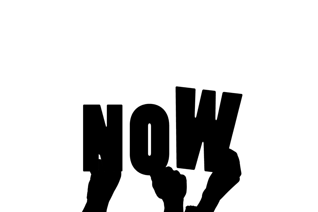 Illustrated Hands with Now Text on Transparent Background