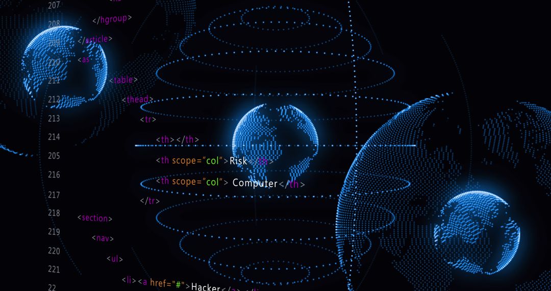 Futuristic Digital Globe with Data Interface Elements