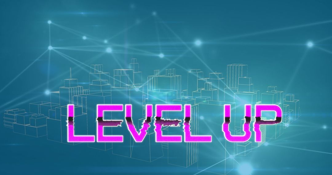 Futuristic Digital Level Up in Virtual Metaverse City