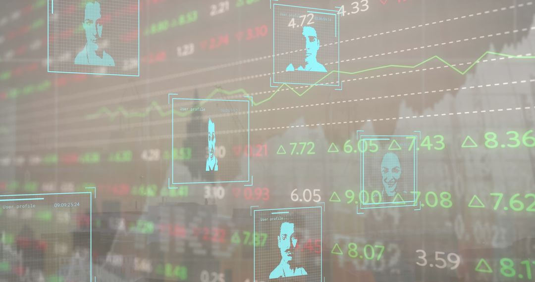 Digital Interface with People Icons in Financial Data Context