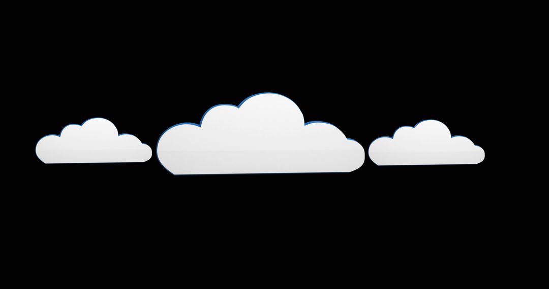 Minimalist White Cloud Icons on Black Background 4k