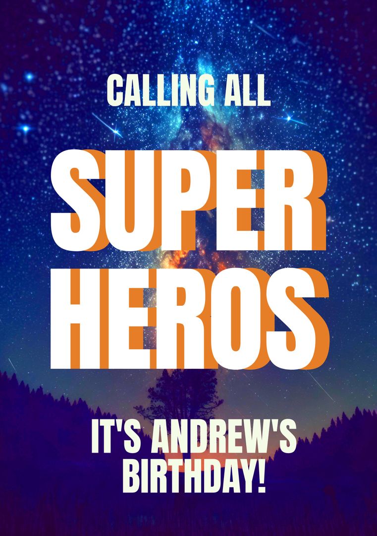 Calling All Superheroes Andrew's Birthday Invitation - Download Free Stock Templates Pikwizard.com