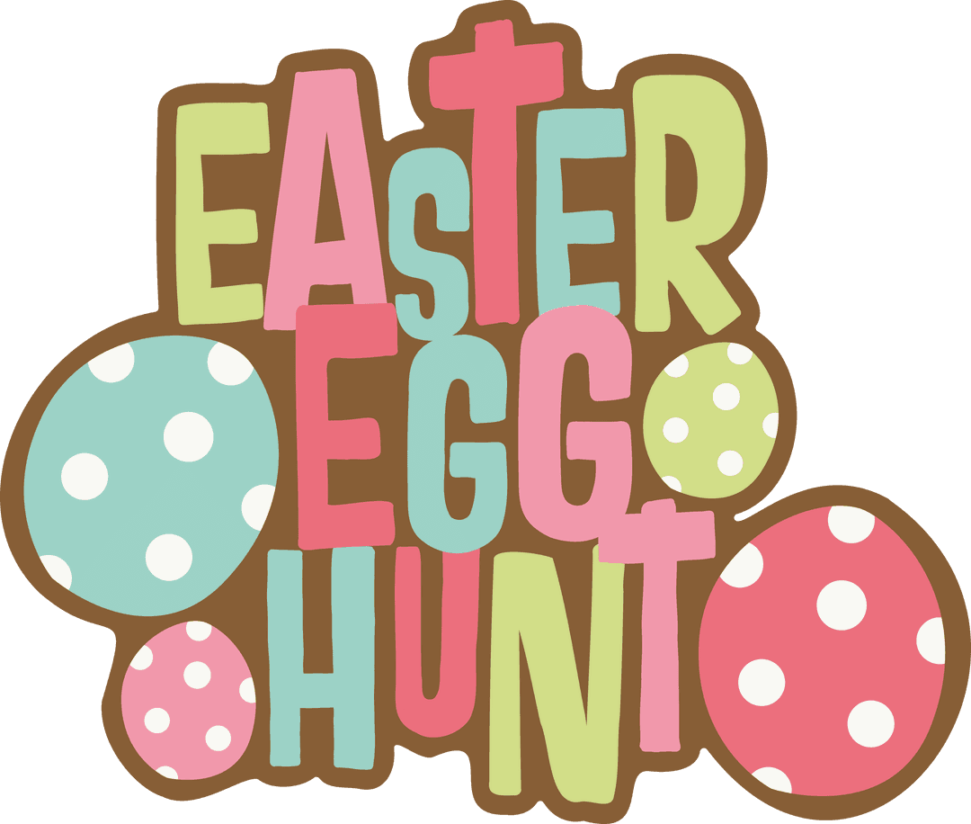 Colorful Easter Egg Hunt Text on Transparent Background