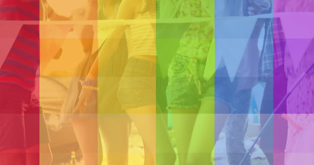 Vibrant LGBTQ Pride Celebration with Rainbow Overlay