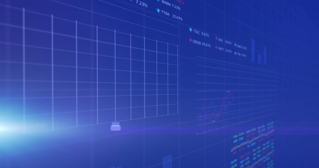 Digital Financial Data on Blue Abstract Background