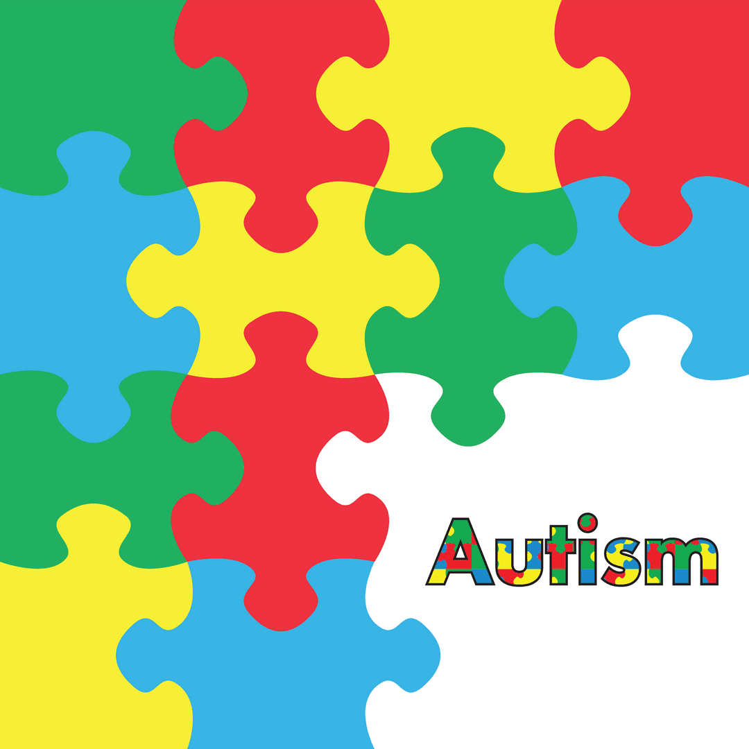 Colorful Autism Awareness Puzzle Pieces on Transparent Canvas