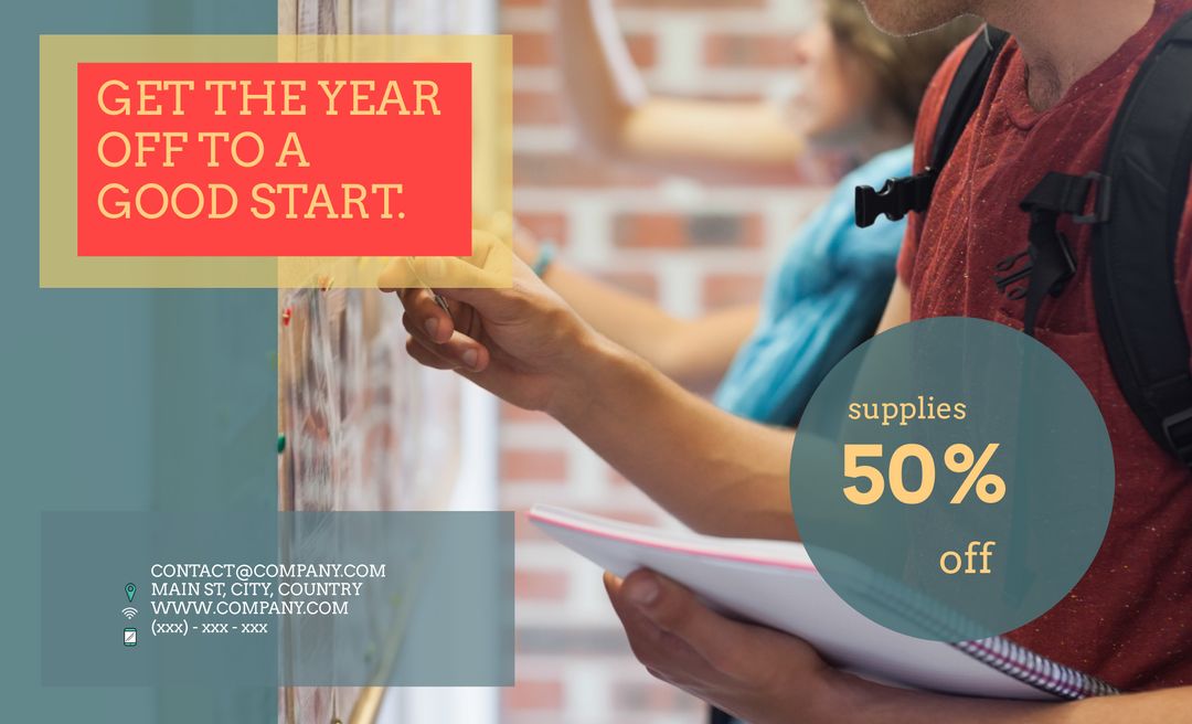 Dynamic Back-to-School Educational Supplies Sale Advertisement